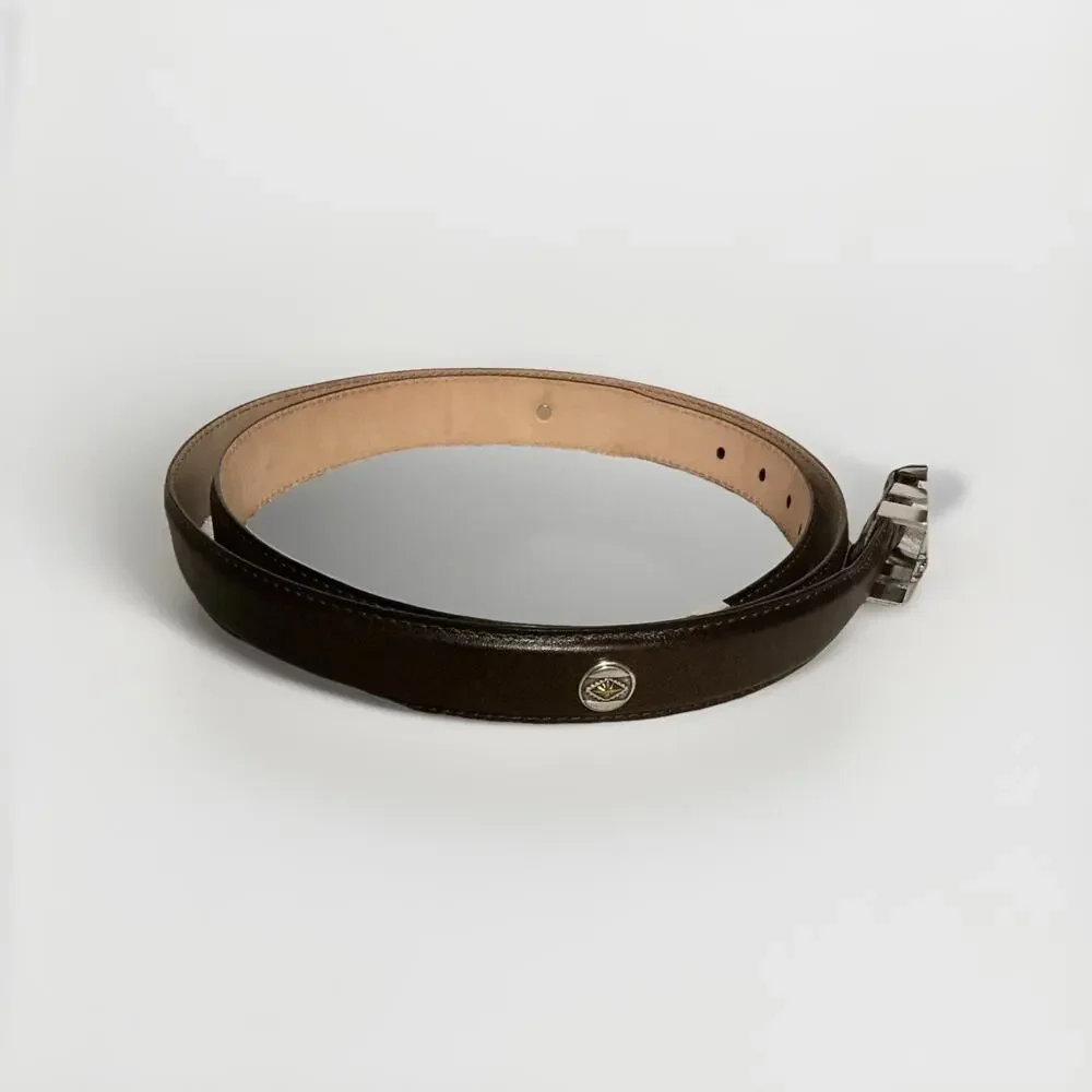 Men’s Fullerton Belt SZ 54” Tall Genuine Leather Saddle Brown Metal Silver Snap